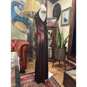 Hute by Shein Brown Shimmer Backless Maxi Dress Large thumbnail 5