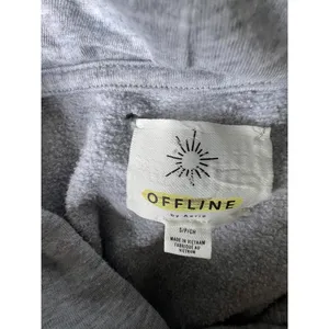 Aerie Offline Size Small Cropped Grey Hoodie Sweatshirt thumbnail 5