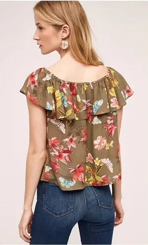 Anthropologie Maeve floral off the shoulder blouse large thumbnail 1