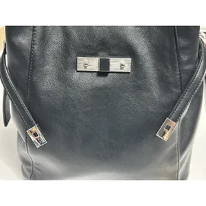 Time & Tru Dalton Shoulder Bag Black Faux Leather Purse Silver Belt Hardware NWT thumbnail 8