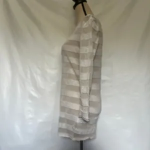 Tory Burch Metallic Stripe Tunic Sweater Sz M Coastal Quiet Luxury Bateau Preppy thumbnail 5