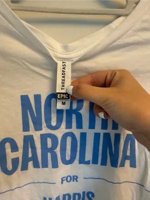 Threadfast Apparel white crewneck t-shirt with blue text size medium thumbnail 3