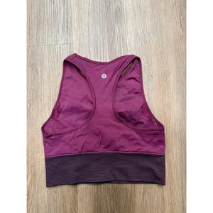 Lululemon‎ Ebb to Train Bra Size 8 Magenta Purple High Neck Racerback Sports Bra thumbnail 2