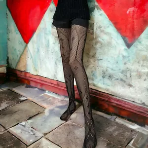 Women's Black Fishnet Tights Sheer Mesh Pantyhose Fashionable Stockings One Size thumbnail 2