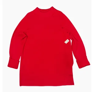 Chicos Red Tunic Sweater Side Slit Winter Holiday Office Minimalist Preppy thumbnail 1