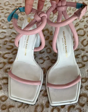Valentina Rangoni Women's Lino Royal Pink/White Block Heels Leather Size: 7M thumbnail 2