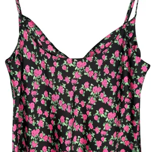 WAYF Floral Satin Slip Midi Dress Large‎ Black Side Slit Cowl Neck thumbnail 7