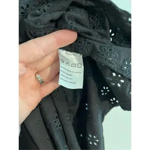 Brandy Melville Black Eyelet Halter Top Cropped Cotton Floral‎ Boho Tank thumbnail 5