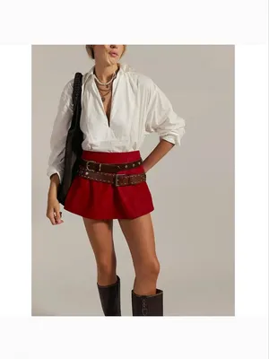 FREE PEOPLE NWT Paradise Found Suede Skort / Rhythmic Red thumbnail 2