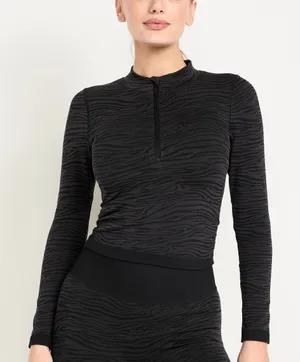 Old Navy Seamless Jacquard Mock- Neck Half-Zip Top thumbnail 1