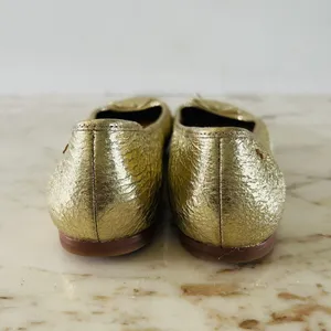 TORY BURCH Laila Metallic Gold Leather Driver Ballerina Flats Bow Accent - US 7 thumbnail 8