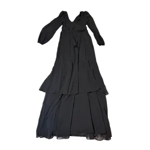 NWT Lulus Size XS Tier Elegance Black Long Sleeve Tiered Maxi Dress Formal Glam thumbnail 9