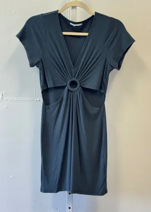 O'Neill Blue Ribbed O-Ring Cutout Mini T-shirt Dress‎ Short Sleeve Small Stretch thumbnail 1
