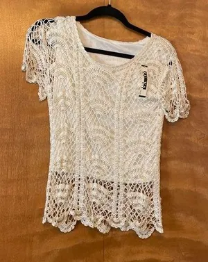 NWT Vintage Beaded Crochet Top Size XS thumbnail 2