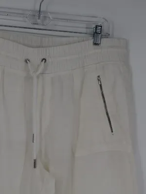 Athleta Womans Cabo Linen Wide Leg Pant White Size 12 Cropped Coastal Minimalist thumbnail 4
