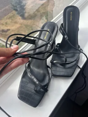 Pretty Little Thing Strappy Lace-Up Black Women's Heels thumbnail 2