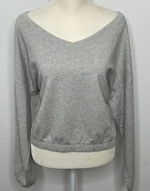 Offline cropped soft cotton blend sweatshirt. Size large. Elastic waist band. thumbnail 1