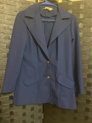 Vintage Queen Casuals 1970s Blazer Women’s Navy Blue Gold Accent Statement Piece thumbnail 1