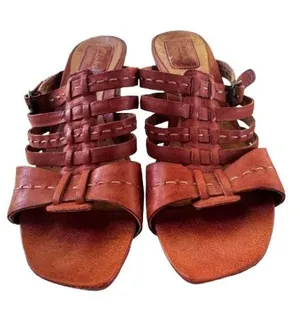 Clark’s Leather Strappy Slide Sandals in Brown thumbnail 1