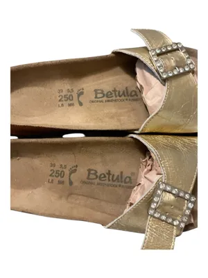NWOT Betula by Birkenstock Metallic Gold Crystal Buckle Cork Slides Size 39 / 8 thumbnail 3