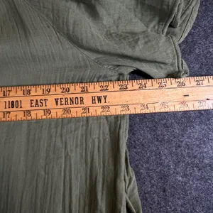 Old Navy Womens Olive Green Cotton Gauze Ruffle Neck Shift Dress Large Short Slv thumbnail 6