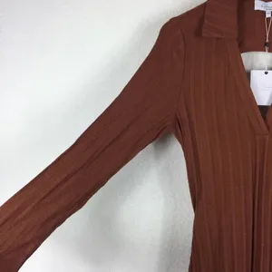 NWT L'Academie Revolve Arina Brown Maxi Sweater Dress Large Knit Open Back thumbnail 9