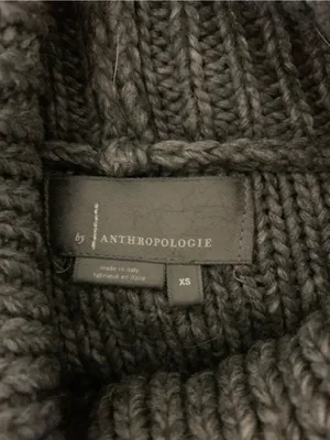 Anthropologie XS Gray Chunky Knit Turtleneck Sweater Oversized Cozy Minimalist thumbnail 4