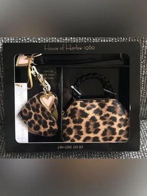 House of Harlow 1960 NWT 3-in-1 Set Leopard Love Leo Nano Bag Charm Keychain thumbnail 2