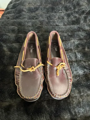 Womens Minnetonka Dark Brown Leather Slip On Tie Moccasin Loafer Shoes Size 12 thumbnail 2