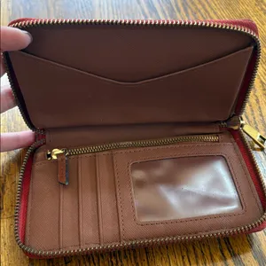 Fossil Bright Red Leather Clutch thumbnail 6