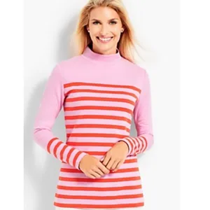 Talbots‎ Calder Striped Knot Mock Neck Long Sleeve Top Small Preppy Feminine thumbnail 10