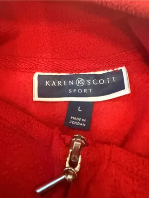 Karen Scott Sport Bright Red Full Zip Fleece Vest Zipper Pockets Size L thumbnail 3