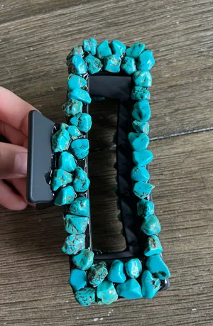 Handmade western turquoise claw clip Blue thumbnail 1