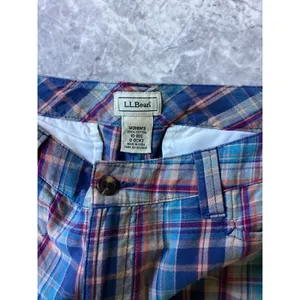LL Bean Womens Blue Plaid Crop Pants Cotton Straight Leg Size 10 Reg 0DCN3 thumbnail 3