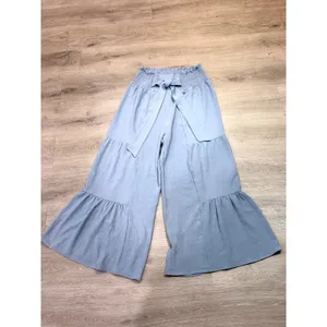 Blooming Jelly Haze Blue Tiered Palazzo Pants L Boho Resort Wide Leg thumbnail 2