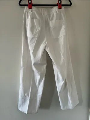 Vince 100% Cotton White Trouser Pants 2 Straight Leg Minimalist Quiet Luxury thumbnail 6