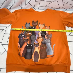 Amadora Sport Sweatshirt Med Orange Halloween Cat Graphic‎ Fleece Crewneck thumbnail 4