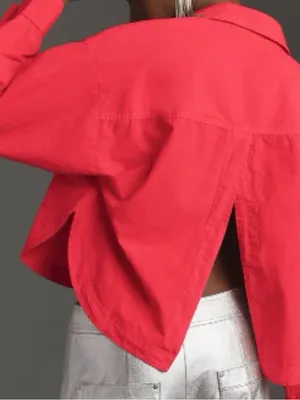 Pilcro Anthropologie Back Slit red Buttondown Shirt sz M thumbnail 2
