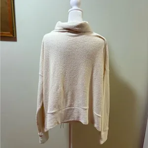 FREE PEOPLE ivory textured sweater turtleneck L thumbnail 4