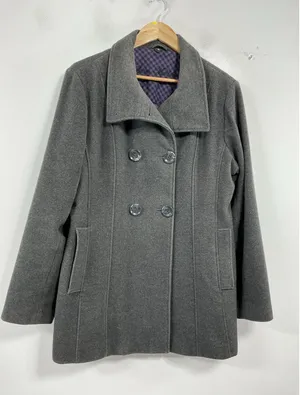 Womans Steve Madden Lined Double Breasted Pea Coat XL Gray thumbnail 1