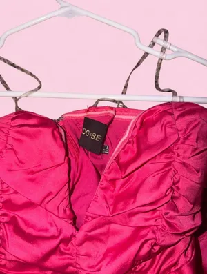 DO+BE Hot Pink Asymmetrical Strapless Dress thumbnail 3