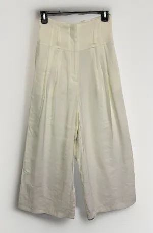Topshop Women’s Pleated Front White Crop Wide-leg Pants Size US 2 Culottes thumbnail 1