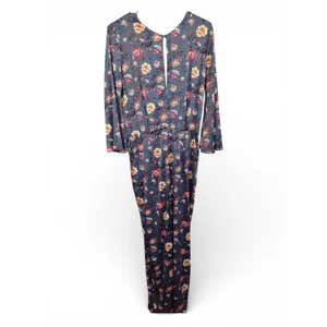 Victoria's Secret Floral Satin Open Back Wide‎ Leg Jumpsuit Medium thumbnail 3