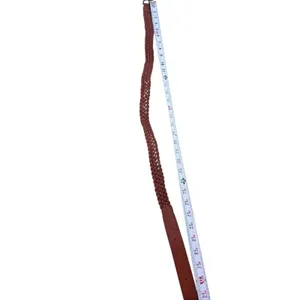 VTG Braided Faux Leather Belt Reddish Brown Brass Buckle 32” thumbnail 3