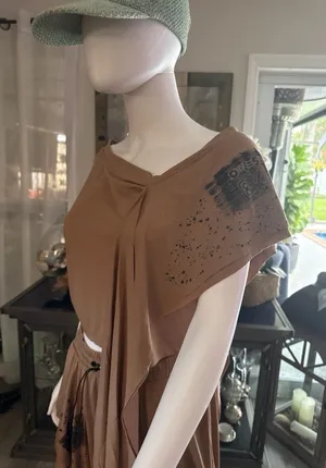 BUKEZY Brown 2-Piece Crop Top and Wide Leg Ruffle Pant thumbnail 1
