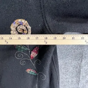 Parsley & Sage Sweater Jacket Womens S Black Multi Wool Patchwork Artful Cottage thumbnail 9