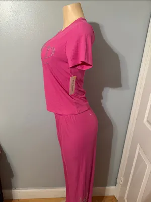 Juicy Couture Bright Pink Rhinestone Logo Lounge Set thumbnail 2