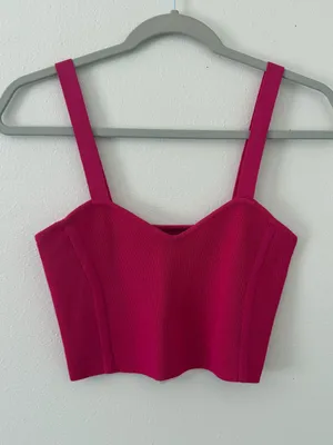 NWT Zara Baby Doll Ribbed Bodycon Sweetheart Knit Crop Tank Top size medium thumbnail 4