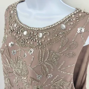 Mac Duggal Beaded Sequin Cocktail Dress Vintage‎ Lilac 16 Wedding Formal Gatsby thumbnail 8