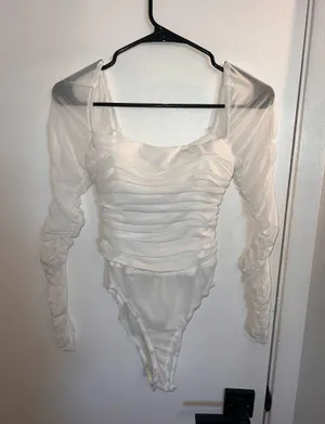 Princess Polly White Bodysuit Long Sleeve  thumbnail 1